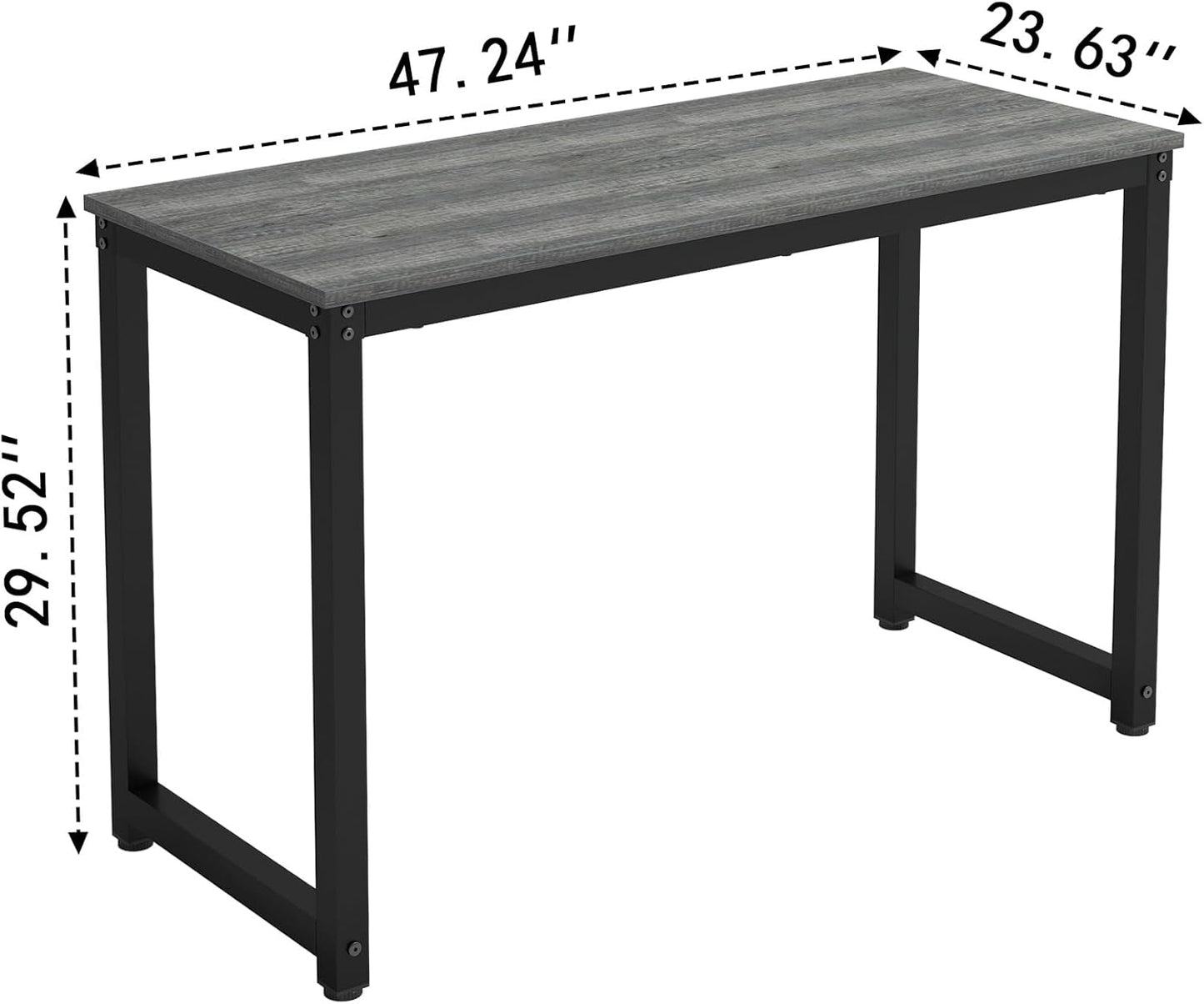 47 Inch Small Space Computer Desk, Home Office Desk, Heavy Duty Multipurpose Table, Study Desk Workstation, Gray - ABORDABLE CREAATION