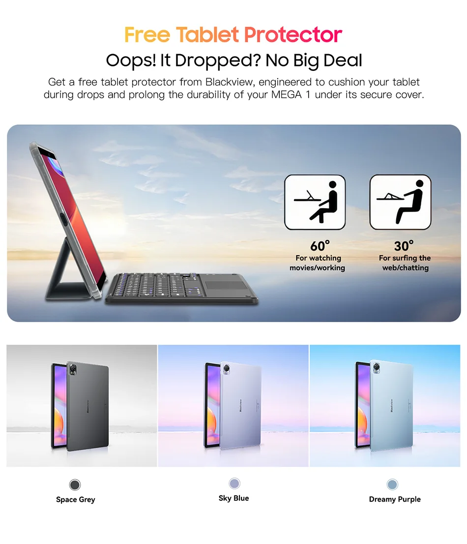 Blackview-Tablette MEGA 1, 11.5 ", 2.4K, 120Hz, Affichage 8 Go, 256 Go, Appareil photo 50MP + 13MP, 8800mAh, 33W, Pad de charge rapide P, Première mondiale