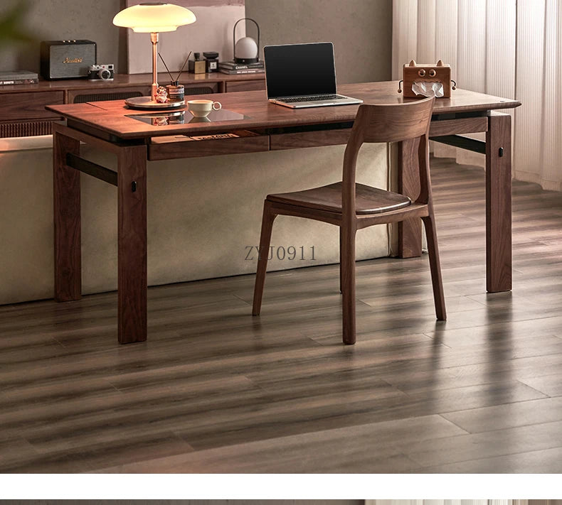 Black walnut desk household suspended workbench study double office - ABORDABLE CREAATION
