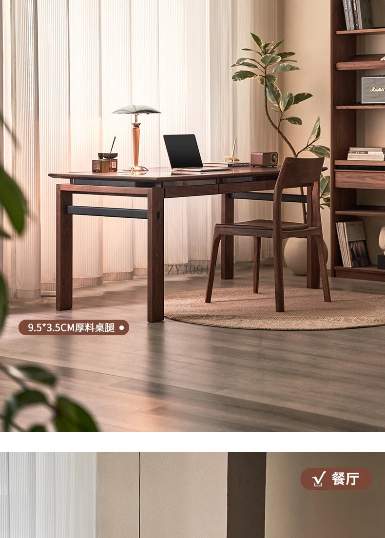 Black walnut desk household suspended workbench study double office - ABORDABLE CREAATION