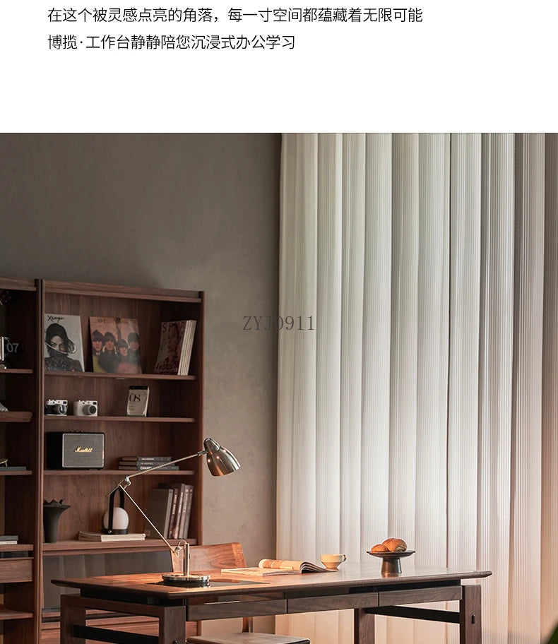 Black walnut desk household suspended workbench study double office - ABORDABLE CREAATION
