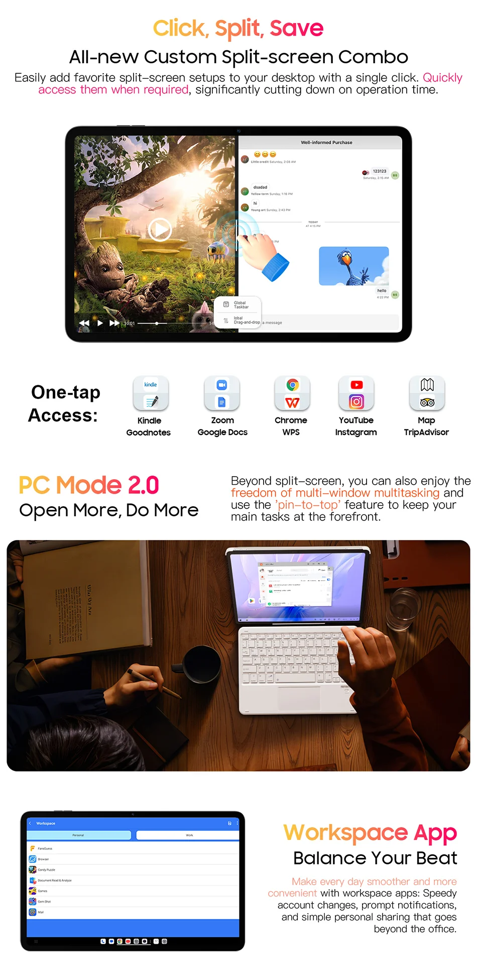 Blackview-Tablette MEGA 1, 11.5 ", 2.4K, 120Hz, Affichage 8 Go, 256 Go, Appareil photo 50MP + 13MP, 8800mAh, 33W, Pad de charge rapide P, Première mondiale - ABORDABLE CREAATION