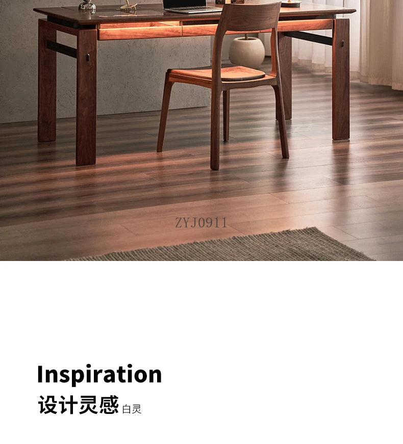 Black walnut desk household suspended workbench study double office - ABORDABLE CREAATION