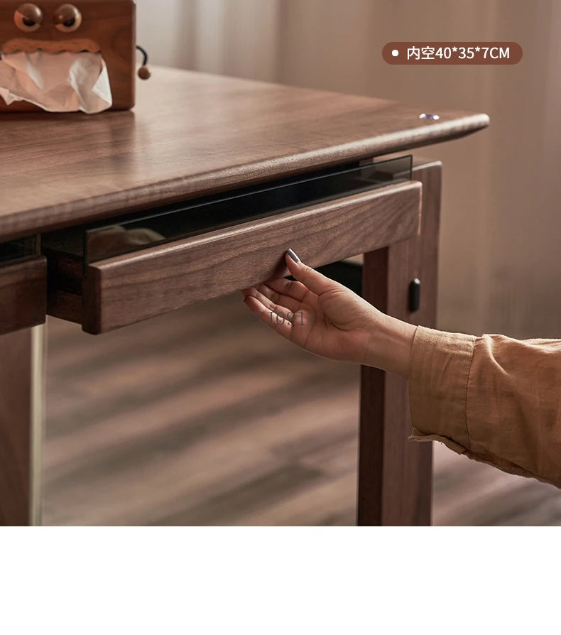 Black walnut desk household suspended workbench study double office - ABORDABLE CREAATION