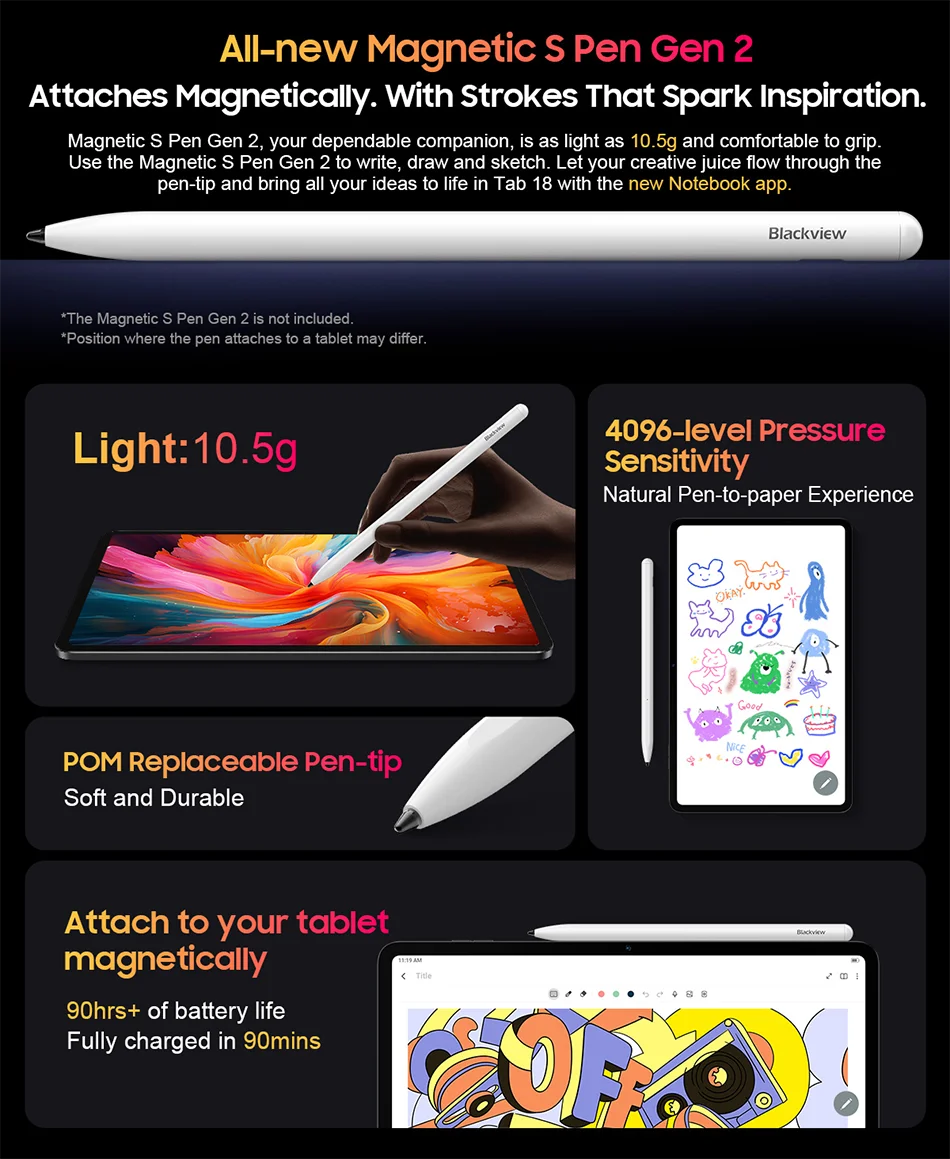 Blackview-Tablette Tab 18 12 pouces, 12 Go + 256 Go, 16MP, 2.4K, écran FHD +, batterie 8800mAh, Widevine L1, MTK Helio G99, 33W - ABORDABLE CREAATION