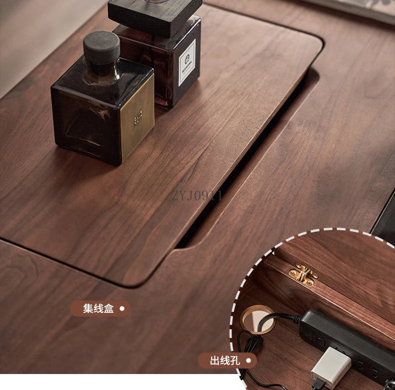 Black walnut desk household suspended workbench study double office - ABORDABLE CREAATION
