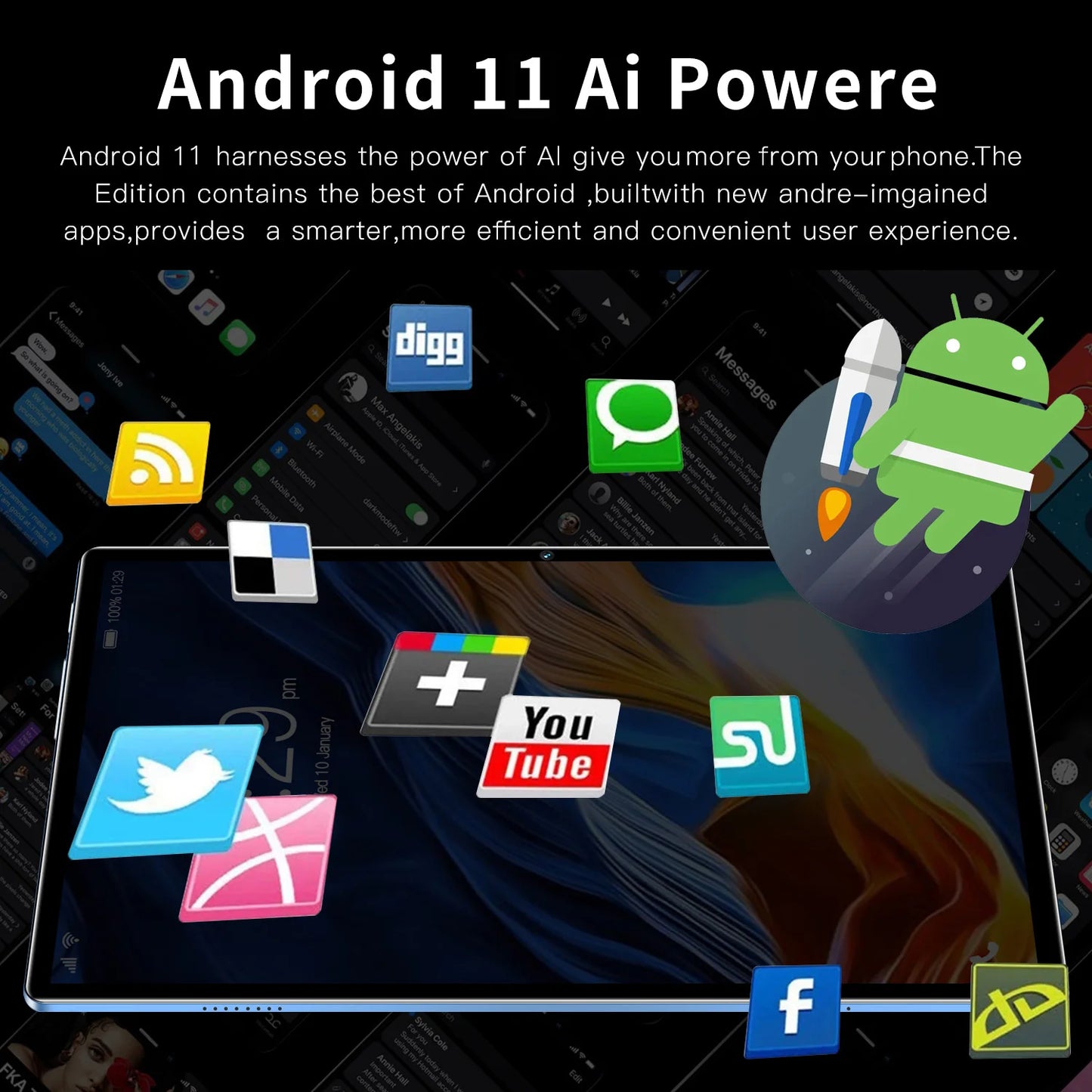 BDF P37 nouveau 10.1 pouces Android tablette Google Play Octa Core double caméras double SIM 3G appel téléphonique Wifi tablettes 4GB RAM 64GB ROM - ABORDABLE CREAATION