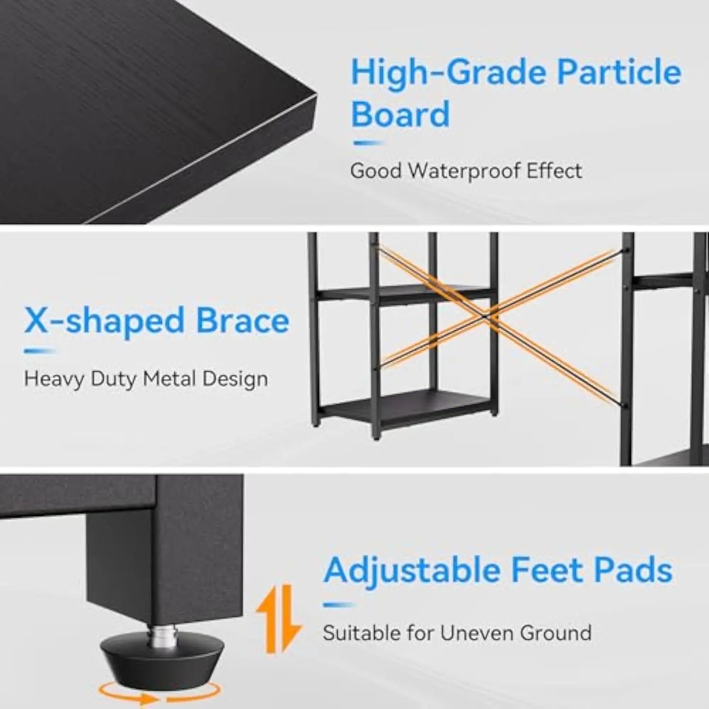 Computer Desk with Storage Shelves, 63 Inch Office Desk with Monitor Stand, Gaming Desk with Cpu Stand for Study, Writing, Pc W - ABORDABLE CREAATION