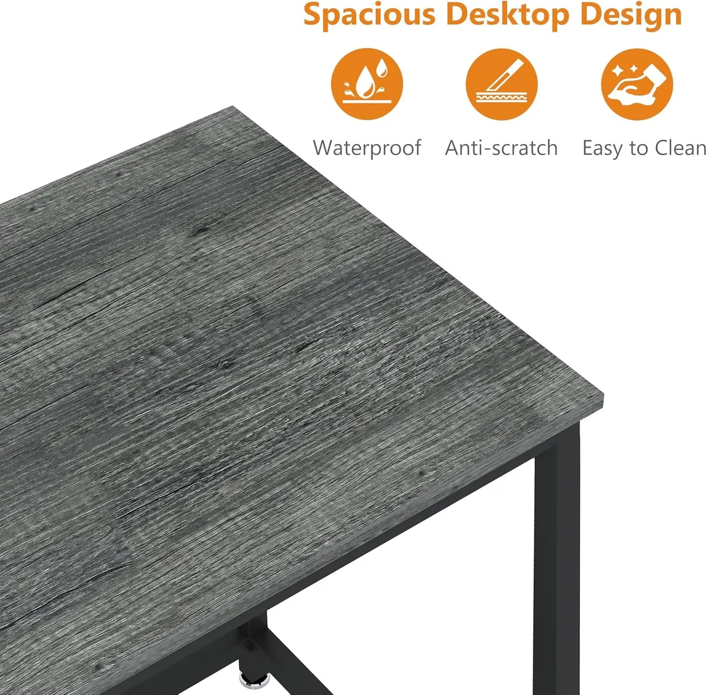 47 Inch Small Space Computer Desk, Home Office Desk, Heavy Duty Multipurpose Table, Study Desk Workstation, Gray - ABORDABLE CREAATION