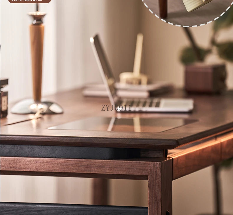 Black walnut desk household suspended workbench study double office - ABORDABLE CREAATION