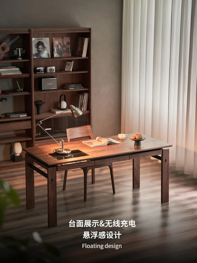 Black walnut desk household suspended workbench study double office - ABORDABLE CREAATION