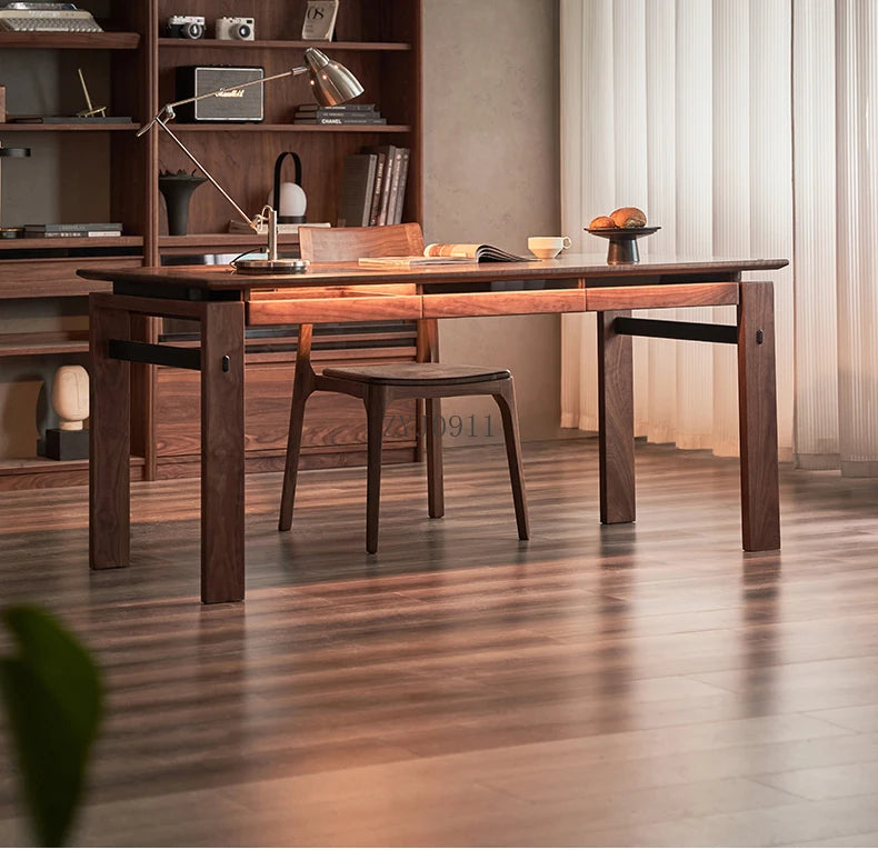 Black walnut desk household suspended workbench study double office - ABORDABLE CREAATION