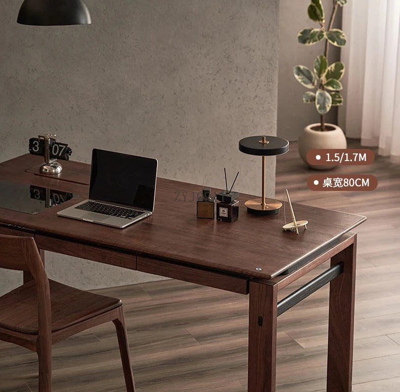 Black walnut desk household suspended workbench study double office - ABORDABLE CREAATION
