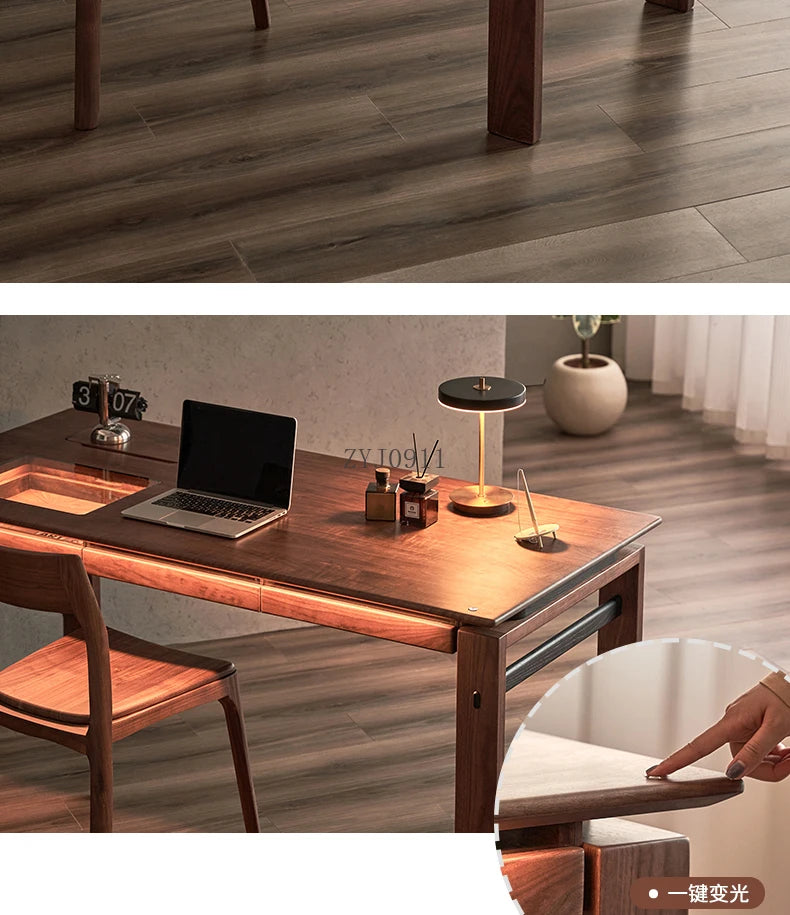 Black walnut desk household suspended workbench study double office - ABORDABLE CREAATION