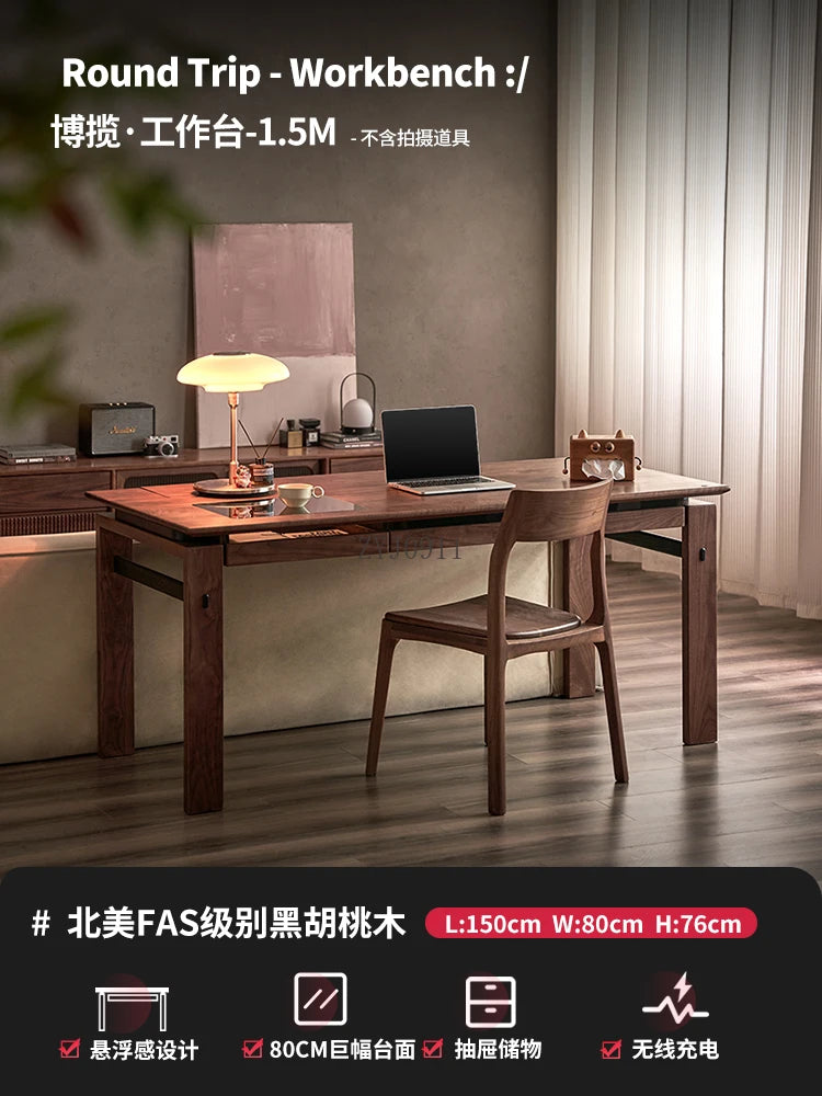 Black walnut desk household suspended workbench study double office