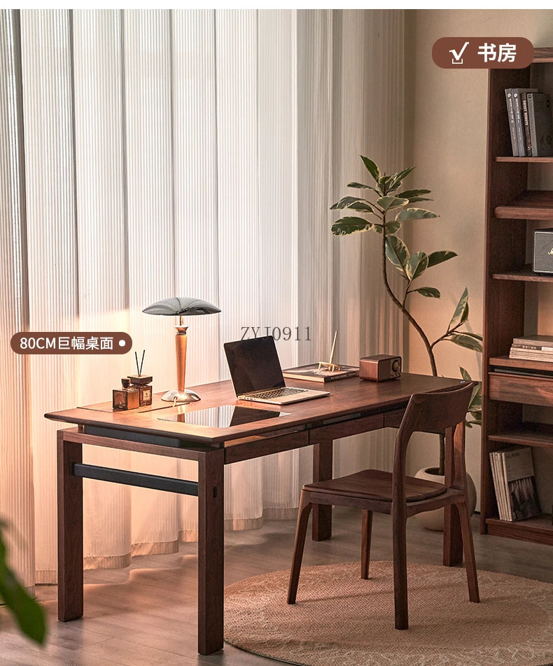 Black walnut desk household suspended workbench study double office - ABORDABLE CREAATION