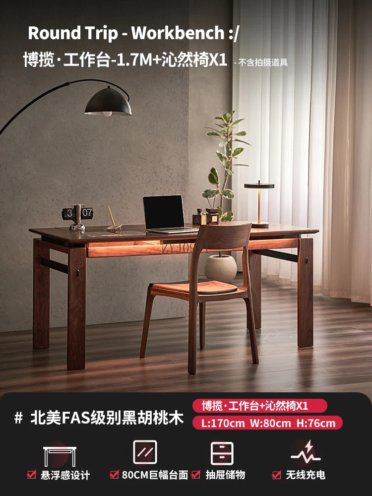 Black walnut desk household suspended workbench study double office