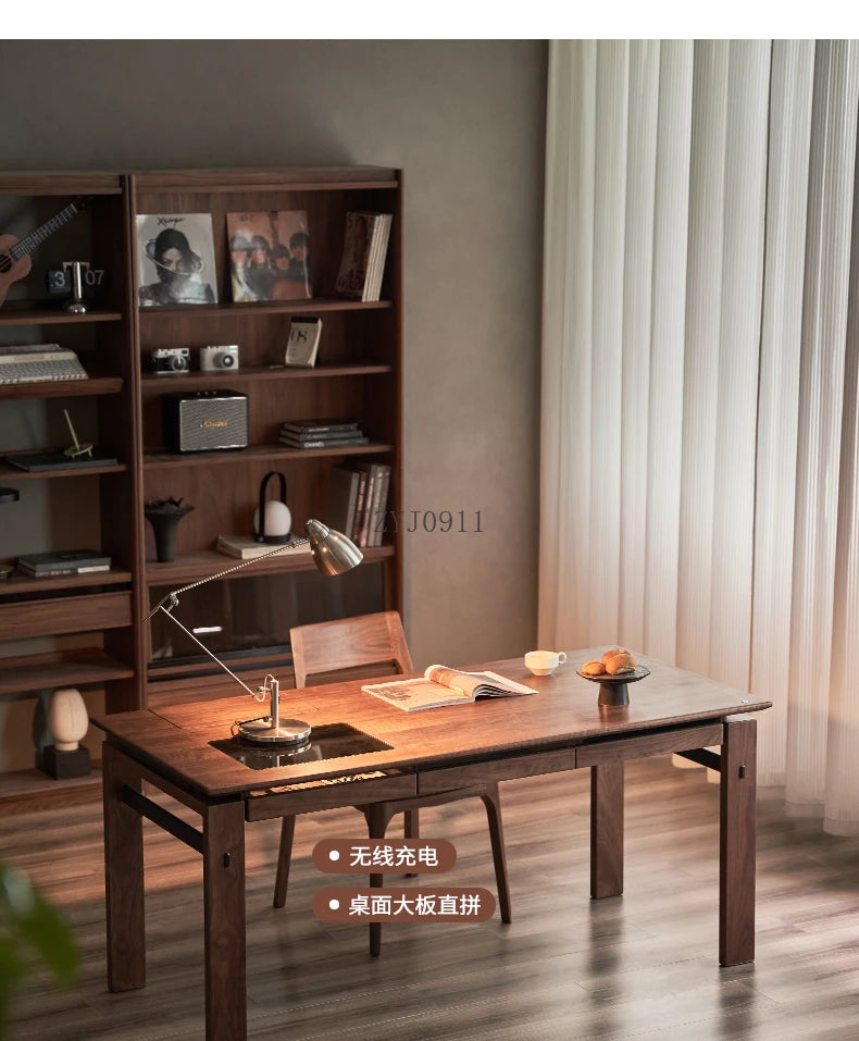 Black walnut desk household suspended workbench study double office - ABORDABLE CREAATION