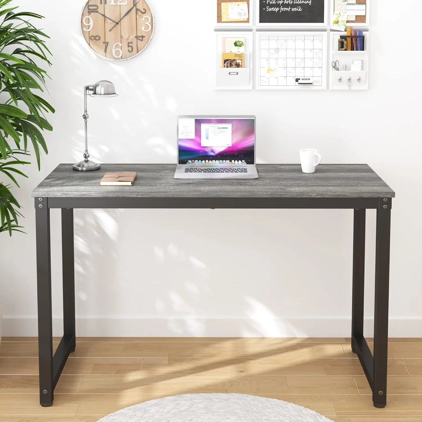 47 Inch Small Space Computer Desk, Home Office Desk, Heavy Duty Multipurpose Table, Study Desk Workstation, Gray - ABORDABLE CREAATION
