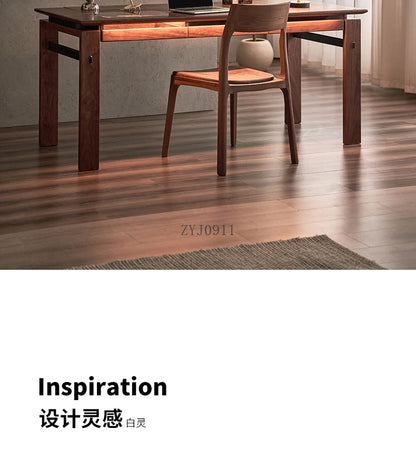 Black walnut desk household suspended workbench study double office - ABORDABLE CREAATION