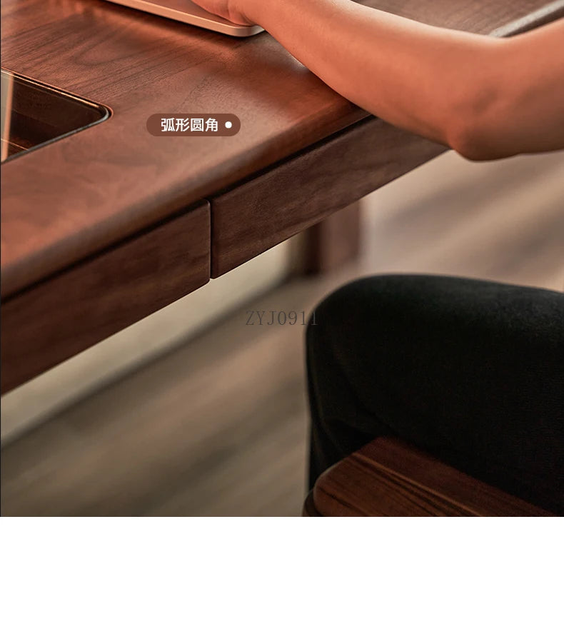 Black walnut desk household suspended workbench study double office - ABORDABLE CREAATION