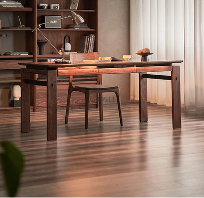 Black walnut desk household suspended workbench study double office - ABORDABLE CREAATION