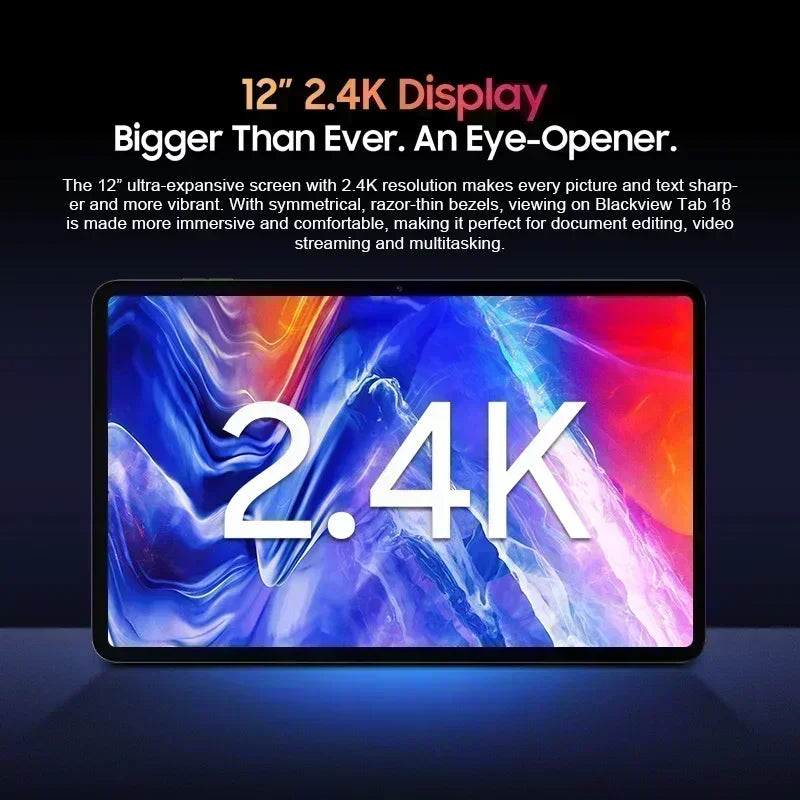 Blackview-Tablette Tab 18 12 pouces, 12 Go + 256 Go, 16MP, 2.4K, écran FHD +, batterie 8800mAh, Widevine L1, MTK Helio G99, 33W - ABORDABLE CREAATION