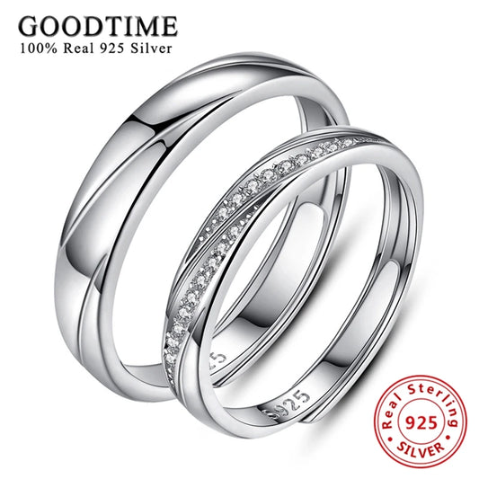 Bague en argent Sterling 100% véritable pour femmes et hommes, bague de fiançailles classique en Zircon, bijoux de mariage pour amoureux, 925 - ABORDABLE CREAATION