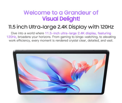 Blackview-Tablette MEGA 1, 11.5 ", 2.4K, 120Hz, Affichage 8 Go, 256 Go, Appareil photo 50MP + 13MP, 8800mAh, 33W, Pad de charge rapide P, Première mondiale - ABORDABLE CREAATION
