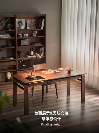 Black walnut desk household suspended workbench study double office - ABORDABLE CREAATION