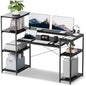 Computer Desk with Storage Shelves, 63 Inch Office Desk with Monitor Stand, Gaming Desk with Cpu Stand for Study, Writing, Pc W - ABORDABLE CREAATION