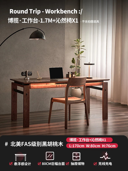 Black walnut desk household suspended workbench study double office