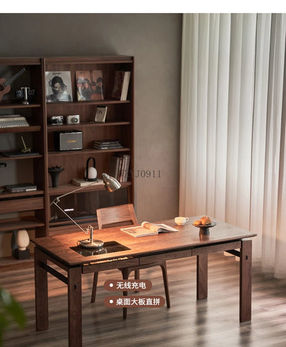 Black walnut desk household suspended workbench study double office - ABORDABLE CREAATION