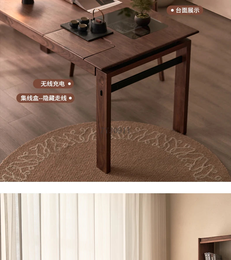 Black walnut desk household suspended workbench study double office - ABORDABLE CREAATION